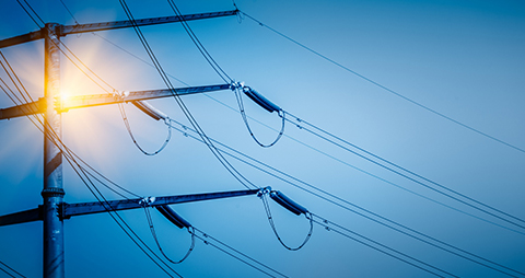 Electric pole with wires